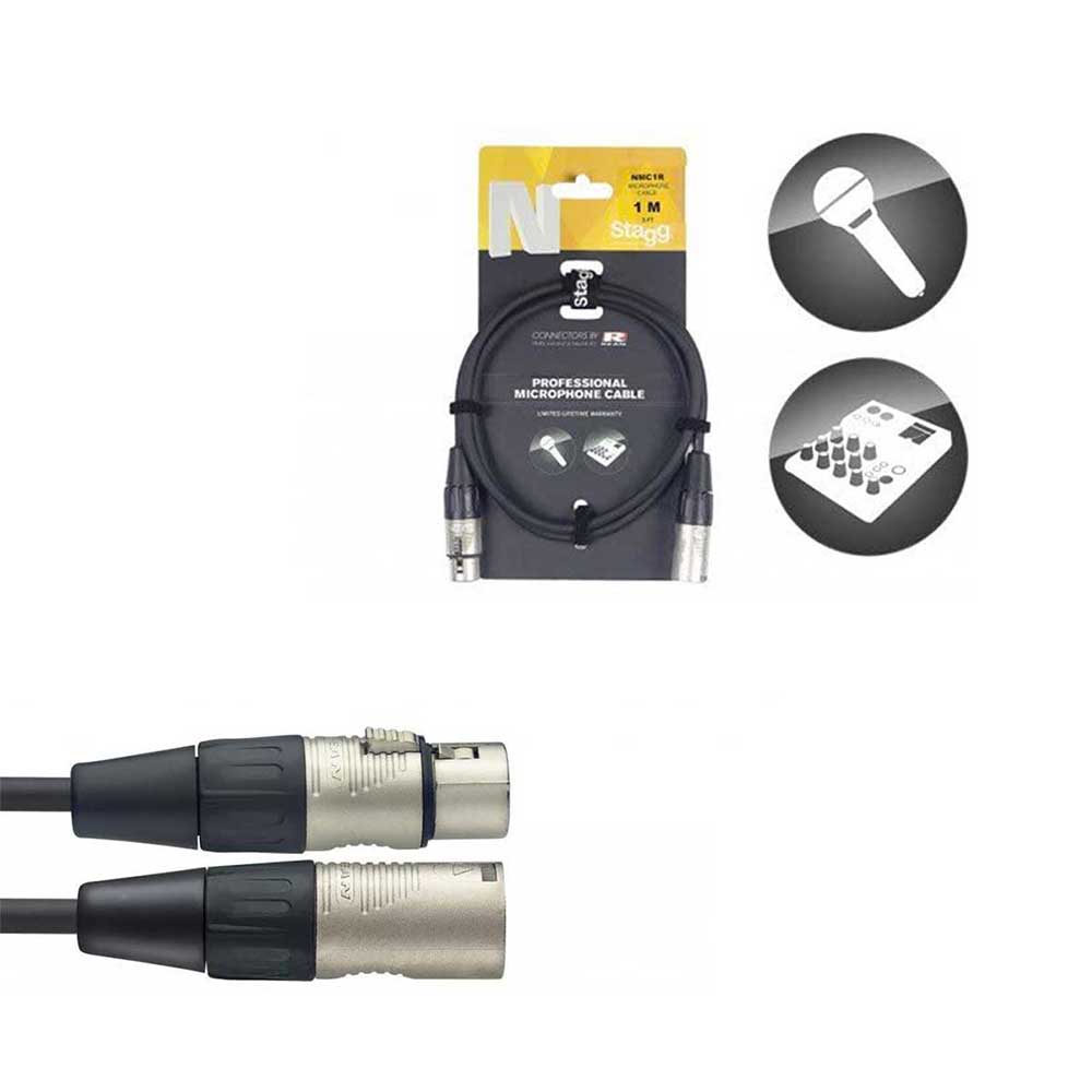 Câble de microphone XLR (F) - XLR (M), 1 mètre
