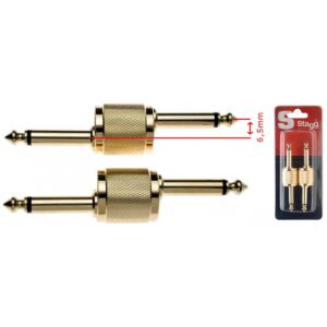 Adaptateur JACK mâle/ JACK mâle coudés – Connecteurs moulés – 2 pcs sous Stagg