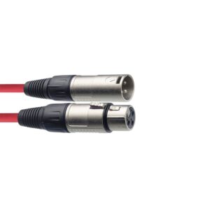 Câble de microphone XLR/XLR (m/f), 3 m, rouge Stagg