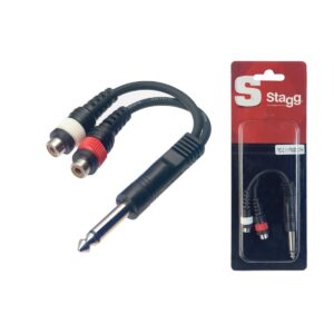 Câble adaptateur 1x JACK mâle mono/ 2x RCA fem. – 1 pièce sous blister Stagg