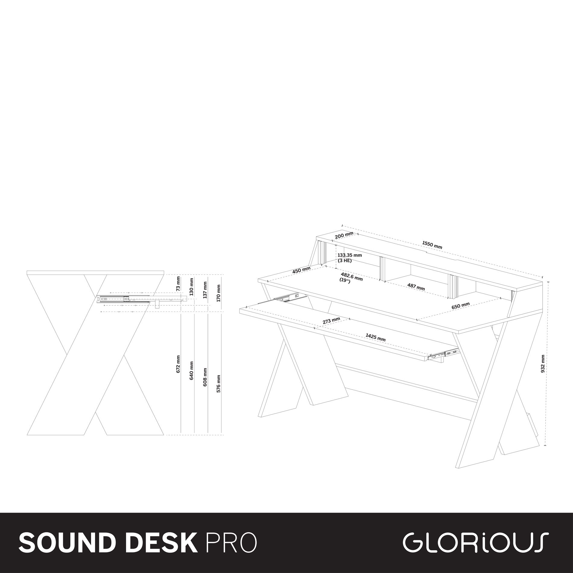SOUND DESK PRO BLACK Glorious DJ - Mobilier studio - Sonowest