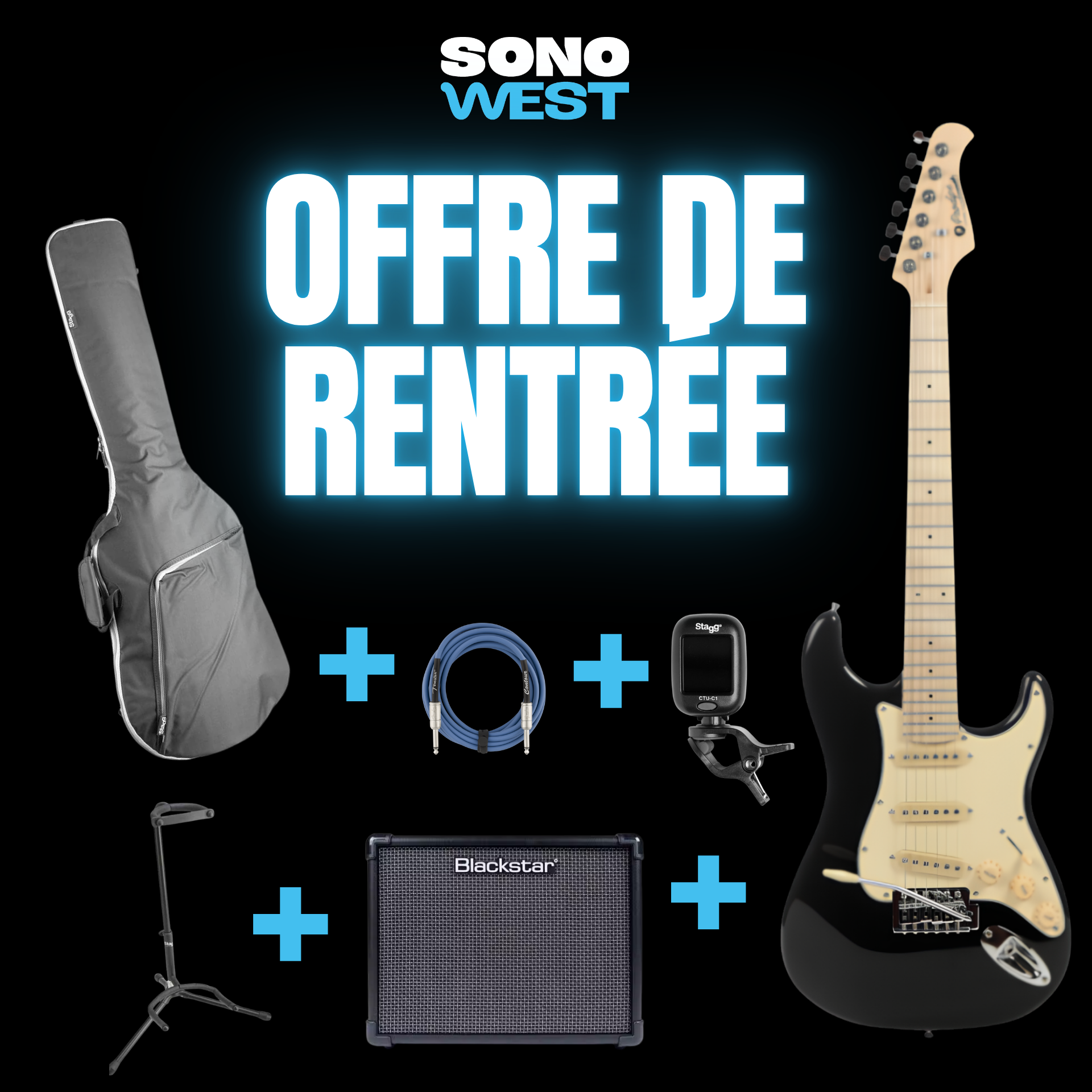 pack guitare électrique Eko ST-300_sonowest