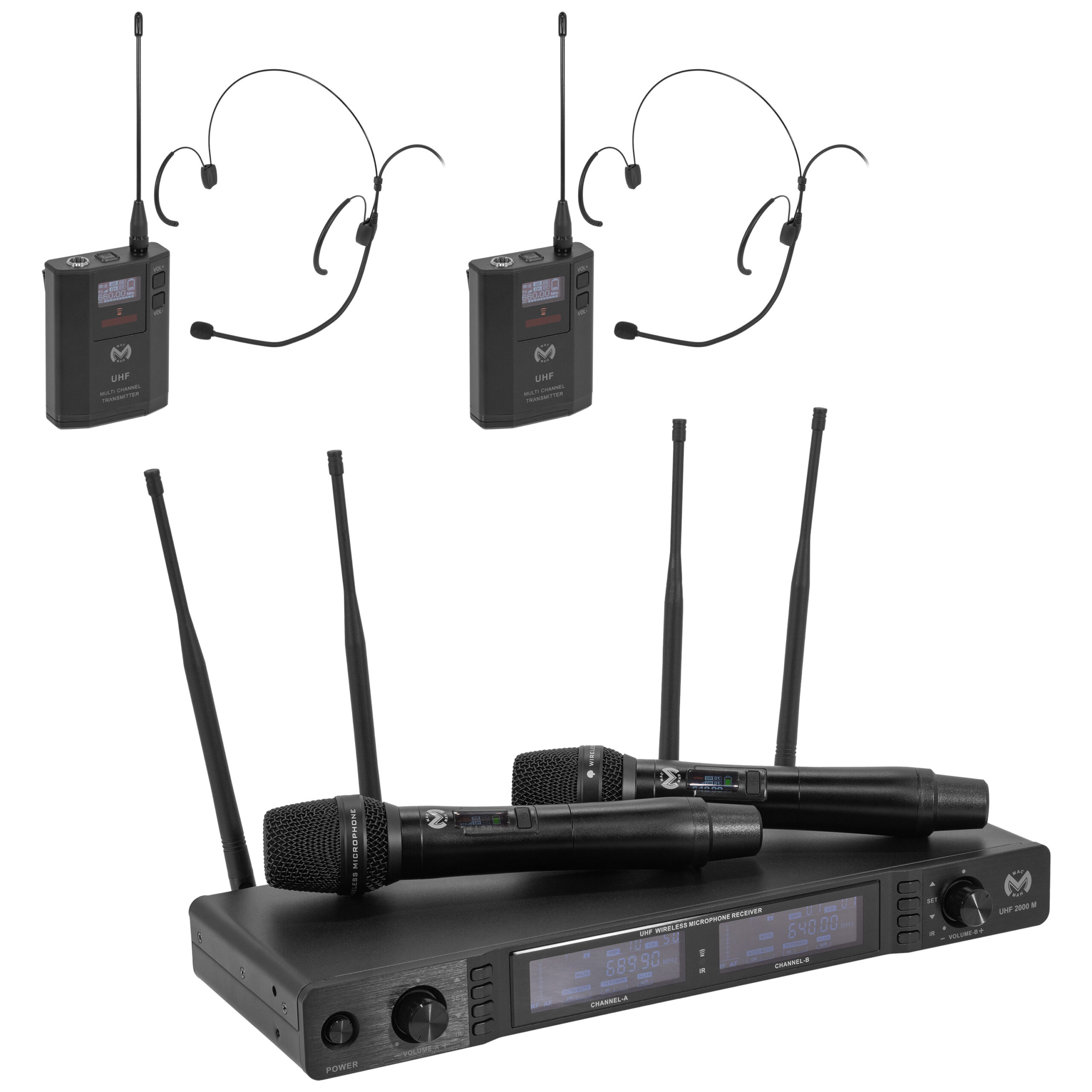 UHF 2000 M + 2 UHF 1000 Bodypack Mac Mah - Micros HF main - Sonowest